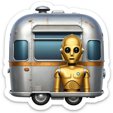 C-3PO airstream caravan rusted  sticker