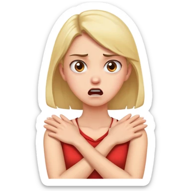 Arms crossed holding neck of girl that is angry and surprised  sticker