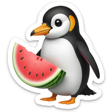 penguin eating watermelon sticker