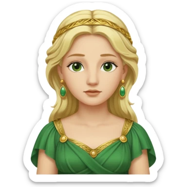 Ancient Roman woman with earrings and blonde hair, green dress sticker