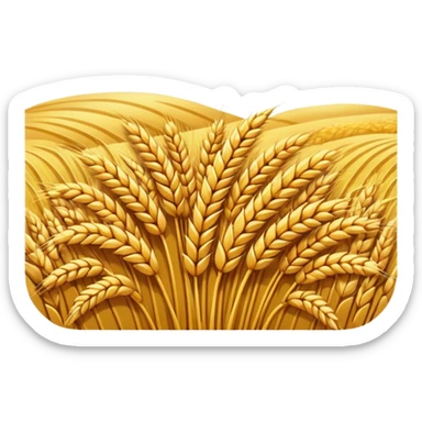 golden wheat field with blue sky above, low detail, high contrast, emoji style, bold shapes sticker