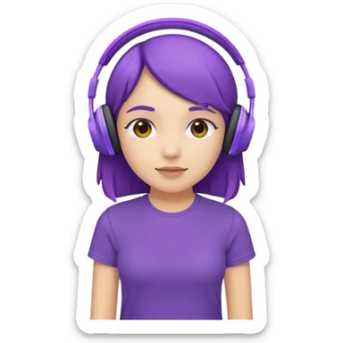 girl with purple headphones and tshirt sticker