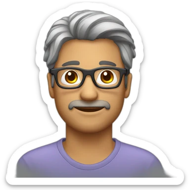 hombre de 36 años con pelo corto gris y gafas  sticker