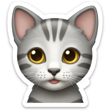 Gray kitten with White Stripes sticker