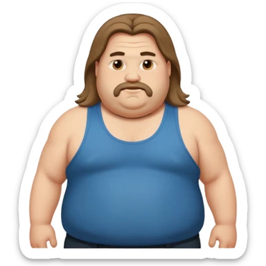 Long hair fat men in tank top sticker