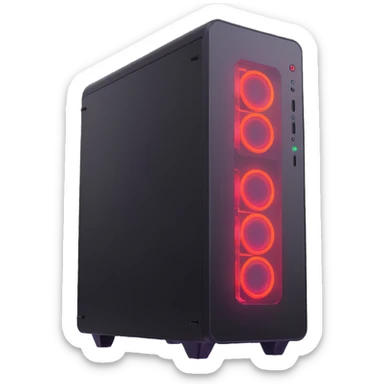 gaming PC tower with RGB lighting sticker