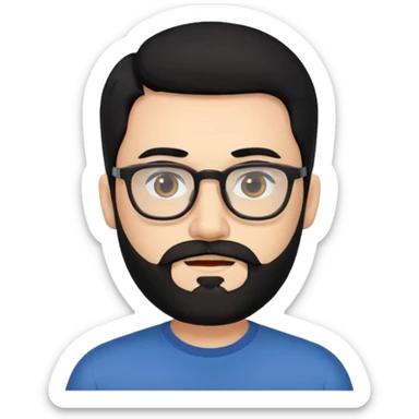man with beard and glasses black hair sticker