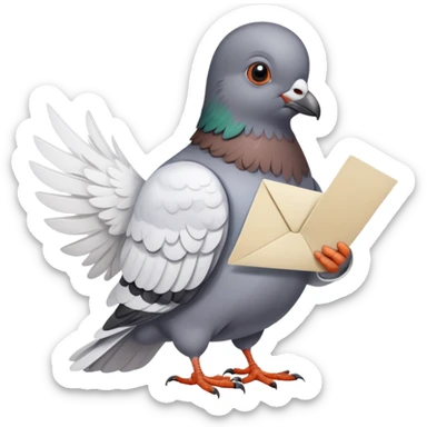 Pigeon with letter sticker