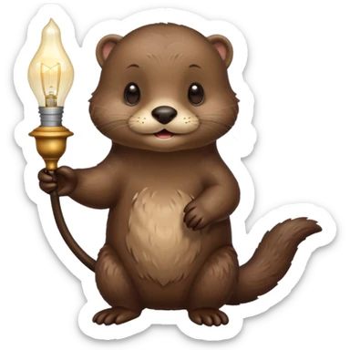 otter holding one lamp sticker