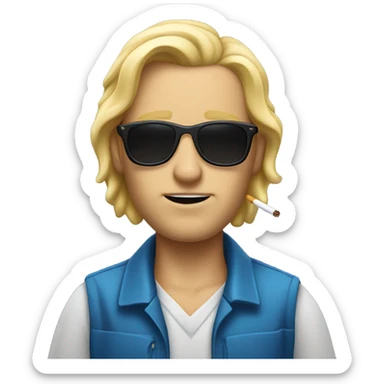 Blue collar blonde hair man with a cigarette hanging from his lip and wearing sunglasses  sticker