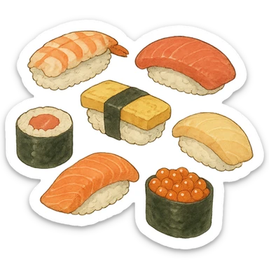 sushi in ghibli style sticker