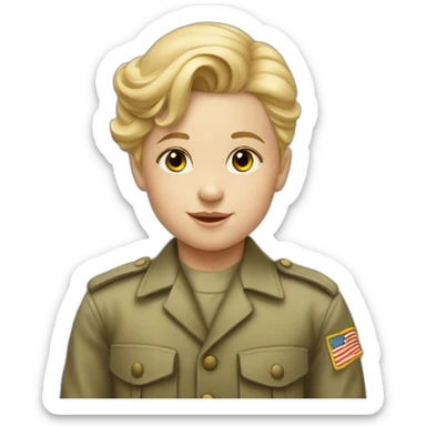 blonde hair young child WWII no uniform sticker