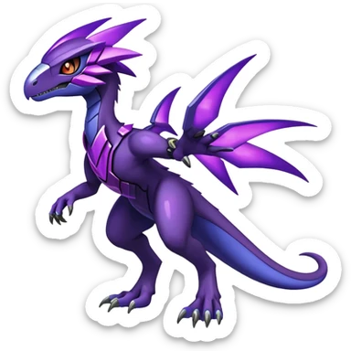 Shiny Nebula Futuristic Fakemon-Pokemon-Digimon-Spectrobes-Raptor-fusion, full body sticker
