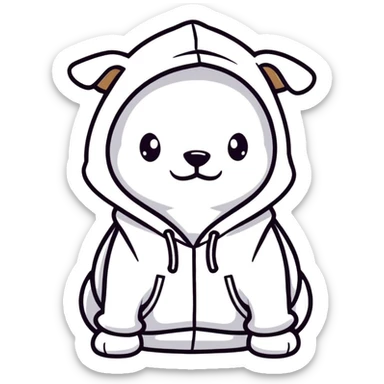 Dog wearing a hoodie sticker