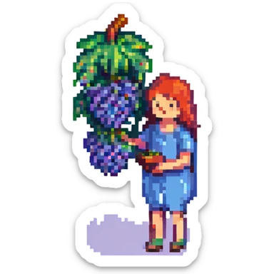 icon representing pressing in wine making process, pixel art style sticker