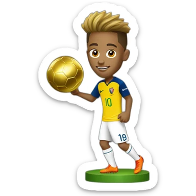Neymar with golden ball trophy  sticker
