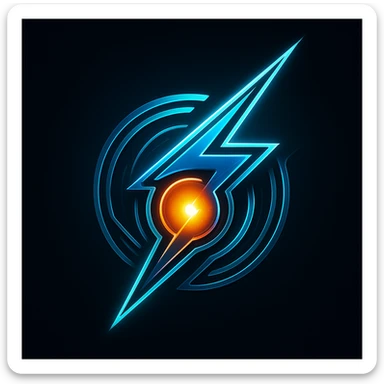 High-speed spark AI assistant icon, lightning fused with glowing core, sleek tech lines, symbolizing instant action and brainpower, premium futuristic style, metallic neon colors, dark background, bold, 1:1 aspect ratio, no text sticker