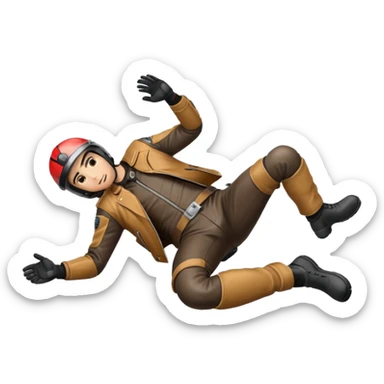 a motorcyclist lying on the ground who has just fallen sticker