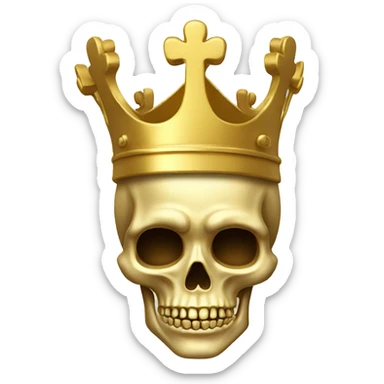 a golden skeleton with golden crown sticker