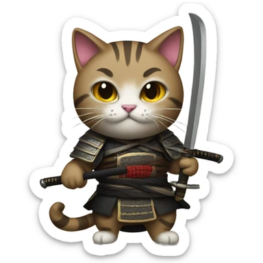 Cat with a katana sticker