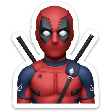 Deadpool with New England Patriots jersey sticker