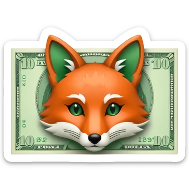 make 100 dollar bill with a fox head silhouette  sticker