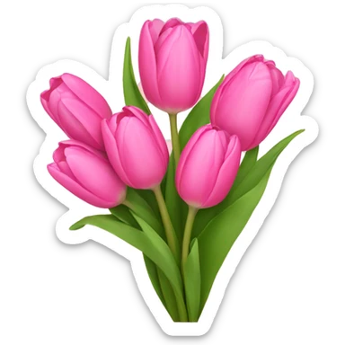 pink tulip bouquet with ribbon  sticker