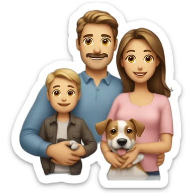 family, mum-dad-baby-dog sticker