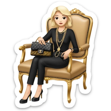 I carried a hand-me-down 1980s Chanel handbag. It was in poor shape; I glued leather patches onto worn corners, but they peeled off. I kept the bag hidden behind my back, only showing the signature gold-and-black chain on my chair. sticker