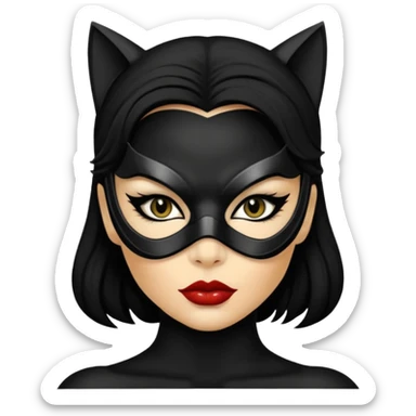 Cat woman goldish skin black eyes with black eyeliner dark hair big lips  sticker