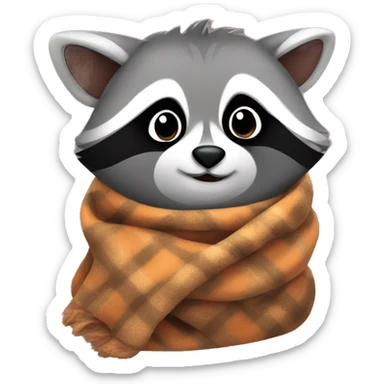 Cute raccoon in blanket sticker