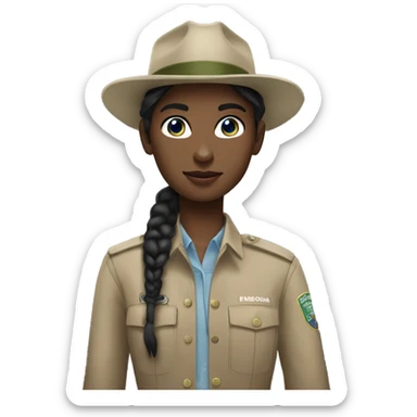 park ranger white girl black hair blue eyes sticker