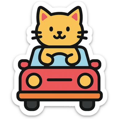 color outline icon of a cat in a car sticker