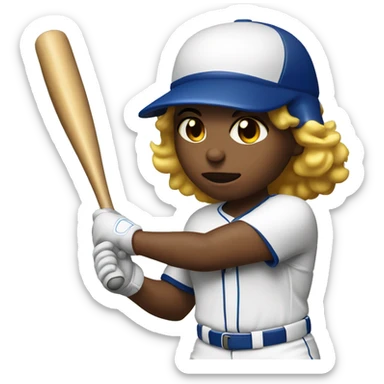 Stocky softball player up to bat sticker