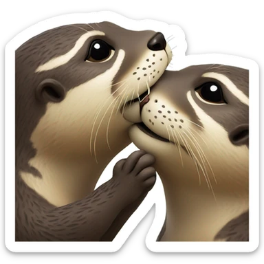 Two mexican otters kissing sticker