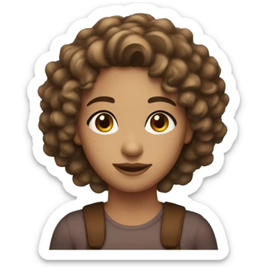 fair girl, brown eyes, curly hair with middle part  sticker