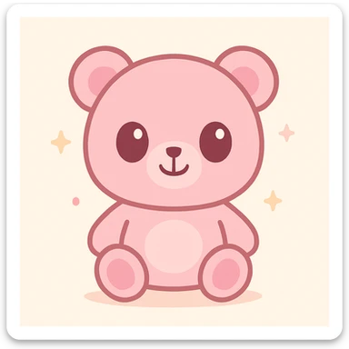 cute pink teddy bear, soft and adorable, simple background sticker