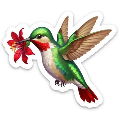 hummingbird drinking nectar from flower sticker