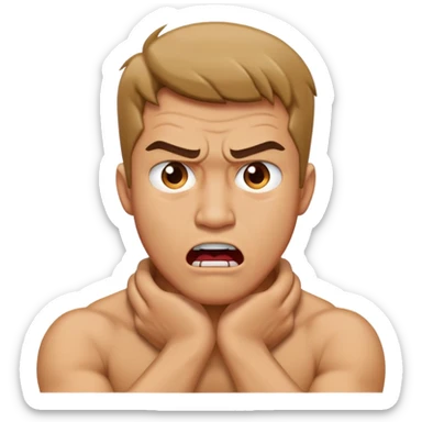 man with arms crossed on neck looking angry with mouth open sticker