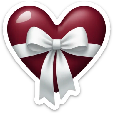 Wine red heart with white bow sticker