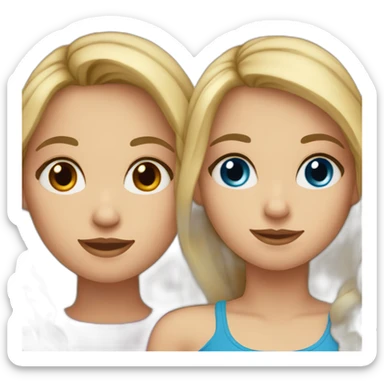 Sisters-one with brown hair and dark eyes-another blonde with blue eyes sticker