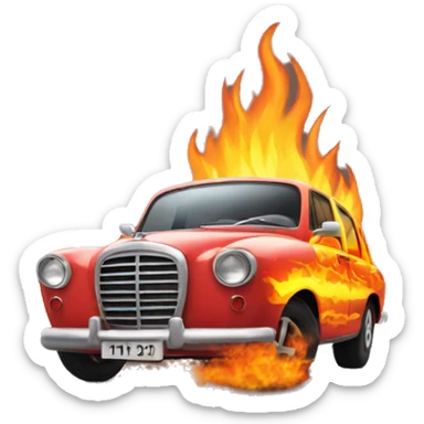 Car on fire sticker