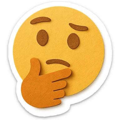 confused face with hand over mouth, yellow and orange tones, paper craft style sticker