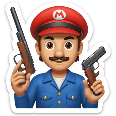 Mario with a gun sticker