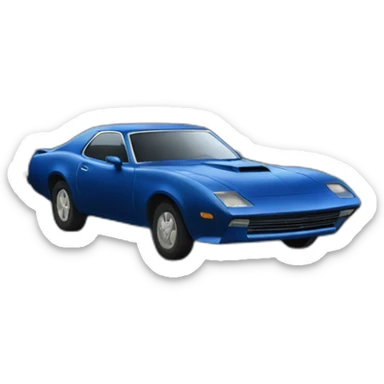 a dark blue car driving into the woods  sticker