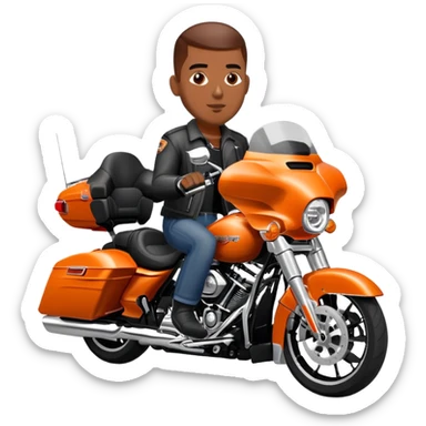 Black man riding a 2020 Harley Davidson street glide Orange  sticker
