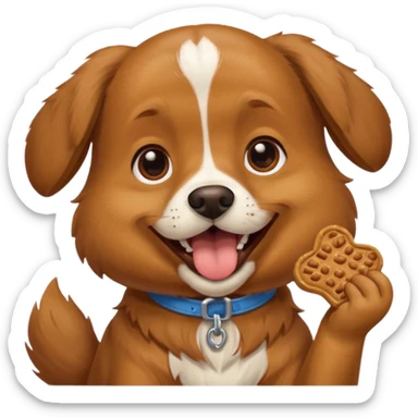 dog eating dog treat sticker