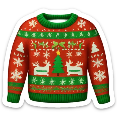 red and green christmas sweater sticker