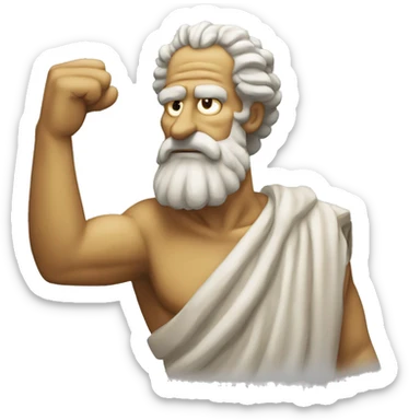 ancient greek philosopher shakes fist at sky in style of Abraham Simpson sticker