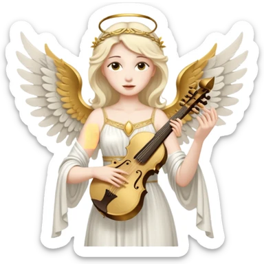 Muse of inspiration with wings and a lyre in her hand sticker